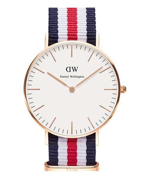 Daniel Wellington(ダニエルウェリントン)の「Daniel Wellington 'Classic Canterbury' NATO Strap Watch, 36mm(アナログ腕時計・レディース・Blue/ White/ Red/ Rose Gold)」の2枚目の写真