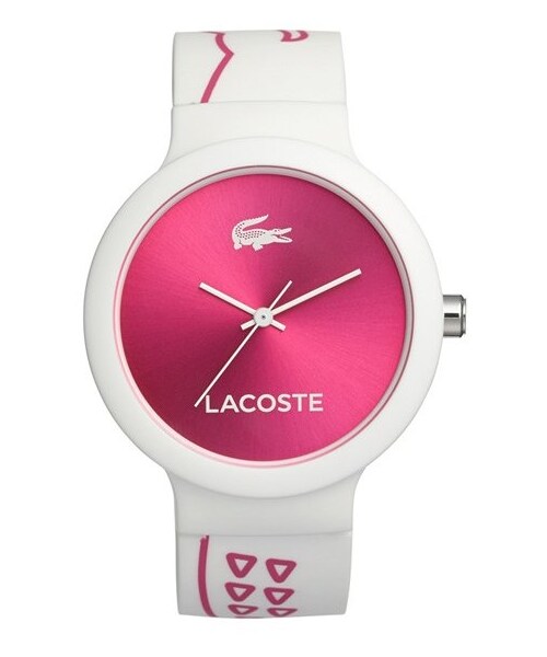 LACOSTE（ラコステ）の「Lacoste 'Goa' Patterned Silicone Strap Watch, 40mm（アナログ腕時計・レディース・Pink/ White）」の3枚目の写真