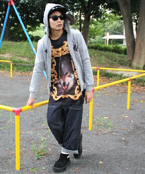 PUBLIC EYES(パブリックアイズ)の「PE-35 ウルフグラフィック ビッグTシャツ(Tシャツ/カットソー・メンズ・ホワイト/ブラック・SMALL/MEDIUM)」の10枚目の写真