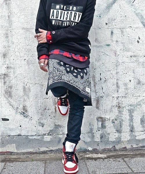 MEMENTISM（メメントイズム）の「バンダナスカート MD13AW-GD01（スカート・メンズ・ホワイト/ブラック/サックスブルー/ネイビー/レッド・FREE）」の9枚目の写真