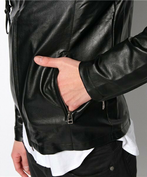 MEMENTISM（メメントイズム）の「UR-05 PUレザーパーカー　レザーライダースジャケット レザージャケット（ライダースジャケット・メンズ・ブラック/ネイビー・SMALL/MEDIUM/LARGE）」の8枚目の写真