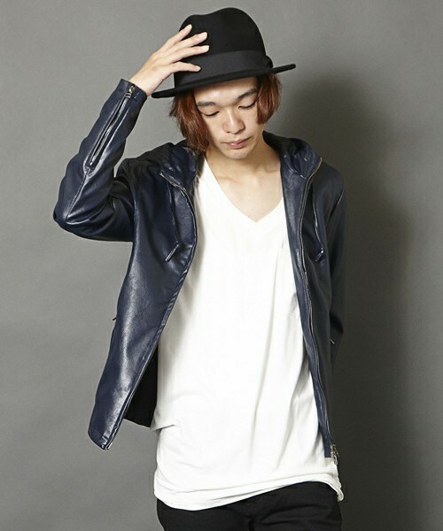 MEMENTISM（メメントイズム）の「UR-05 PUレザーパーカー　レザーライダースジャケット レザージャケット（ライダースジャケット・メンズ・ブラック/ネイビー・SMALL/MEDIUM/LARGE）」の2枚目の写真