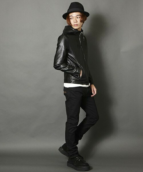 MEMENTISM（メメントイズム）の「UR-05 PUレザーパーカー　レザーライダースジャケット レザージャケット（ライダースジャケット・メンズ・ブラック/ネイビー・SMALL/MEDIUM/LARGE）」の22枚目の写真