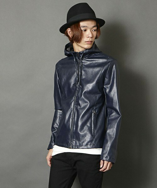 MEMENTISM（メメントイズム）の「UR-05 PUレザーパーカー　レザーライダースジャケット レザージャケット（ライダースジャケット・メンズ・ブラック/ネイビー・SMALL/MEDIUM/LARGE）」の14枚目の写真
