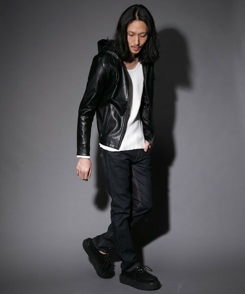 MEMENTISM（メメントイズム）の「UR-05 PUレザーパーカー　レザーライダースジャケット レザージャケット（ライダースジャケット・メンズ・ブラック/ネイビー・SMALL/MEDIUM/LARGE）」の6枚目の写真