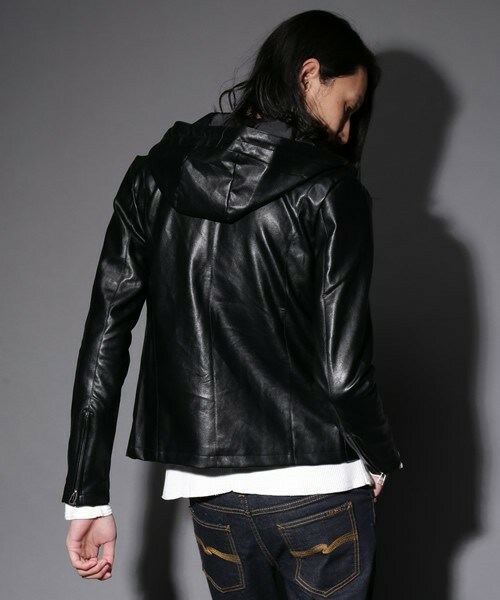 MEMENTISM（メメントイズム）の「UR-05 PUレザーパーカー　レザーライダースジャケット レザージャケット（ライダースジャケット・メンズ・ブラック/ネイビー・SMALL/MEDIUM/LARGE）」の4枚目の写真