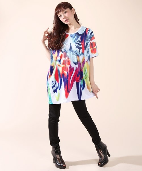 PUBLIC EYES（パブリックアイズ）の「PE-41W ウインググラフィックTシャツ（Tシャツ/カットソー・レディース・ホワイト/ブラック・X-SMALL/SMALL/MEDIUM）」の3枚目の写真