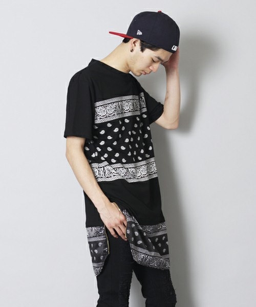 PUBLIC EYES（パブリックアイズ）の「PE-68 サイドZIPドッキングバンダナカットソー（Tシャツ/カットソー・メンズ・ブラック・SMALL/MEDIUM/LARGE）」の7枚目の写真