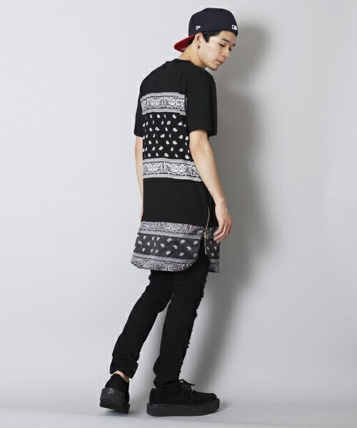 PUBLIC EYES（パブリックアイズ）の「PE-68 サイドZIPドッキングバンダナカットソー（Tシャツ/カットソー・メンズ・ブラック・SMALL/MEDIUM/LARGE）」の11枚目の写真