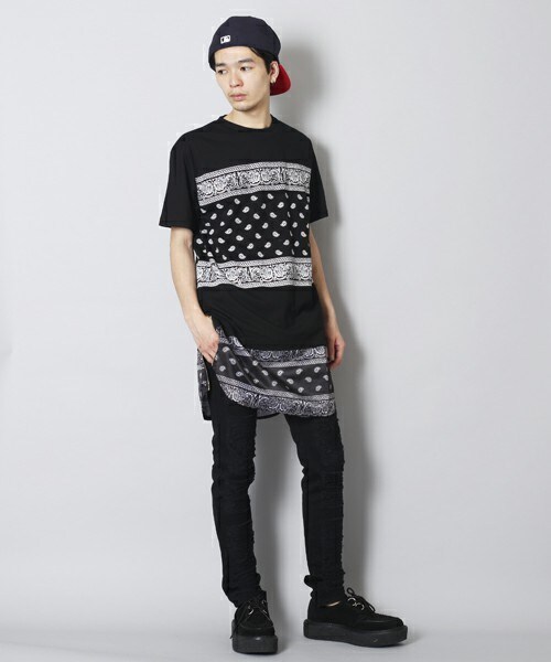 PUBLIC EYES（パブリックアイズ）の「PE-68 サイドZIPドッキングバンダナカットソー（Tシャツ/カットソー・メンズ・ブラック・SMALL/MEDIUM/LARGE）」の9枚目の写真