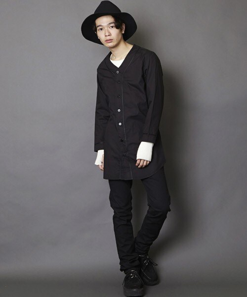 unrelaxing（アンリラクシング）の「UR-122 ロングベースボールシャツ ロング丈 ロングシャツ（シャツ/ブラウス・メンズ・ブラック・SMALL/MEDIUM）」の7枚目の写真