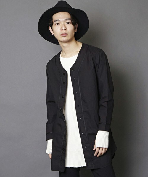 unrelaxing（アンリラクシング）の「UR-122 ロングベースボールシャツ ロング丈 ロングシャツ（シャツ/ブラウス・メンズ・ブラック・SMALL/MEDIUM）」の3枚目の写真