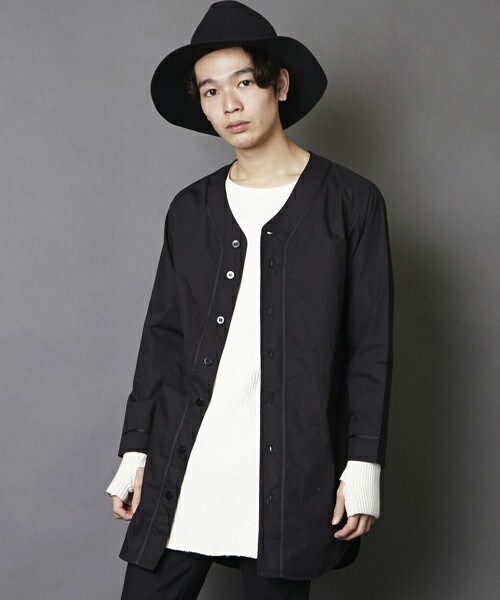 unrelaxing（アンリラクシング）の「UR-122 ロングベースボールシャツ ロング丈 ロングシャツ（シャツ/ブラウス・メンズ・ブラック・SMALL/MEDIUM）」の4枚目の写真