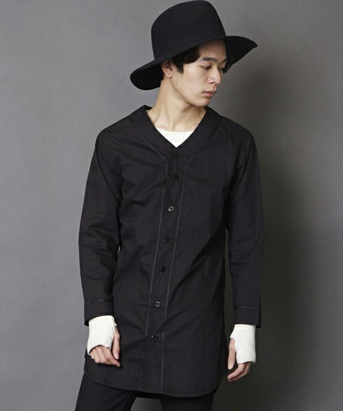 unrelaxing（アンリラクシング）の「UR-122 ロングベースボールシャツ ロング丈 ロングシャツ（シャツ/ブラウス・メンズ・ブラック・SMALL/MEDIUM）」の2枚目の写真