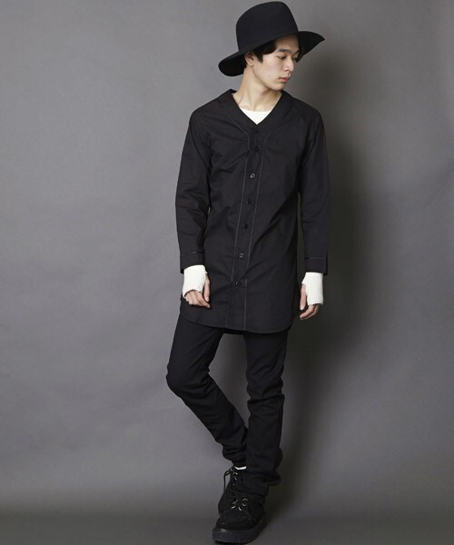 unrelaxing（アンリラクシング）の「UR-122 ロングベースボールシャツ ロング丈 ロングシャツ（シャツ/ブラウス・メンズ・ブラック・SMALL/MEDIUM）」の10枚目の写真