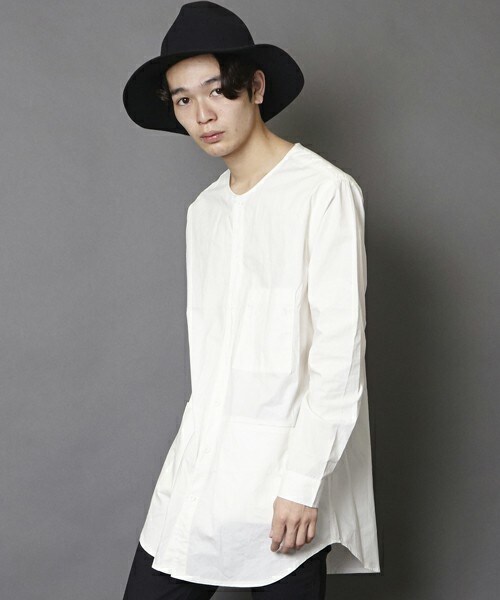 Unrelaxing アンリラクシング の Ur 141 ノーカラーロングシャツ ノーカラーシャツ シャツ ブラウス Wear