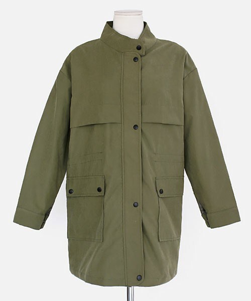 DHOLIC(ディーホリック)の「ルーズフィットミリタリージャンパー(ミリタリージャケット・レディース・ブルートーン/カーキ・FREE)」の2枚目の写真