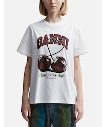 GANNI（ガニー）の「White Relaxed Cherry T-Shirt（）」 - WEAR