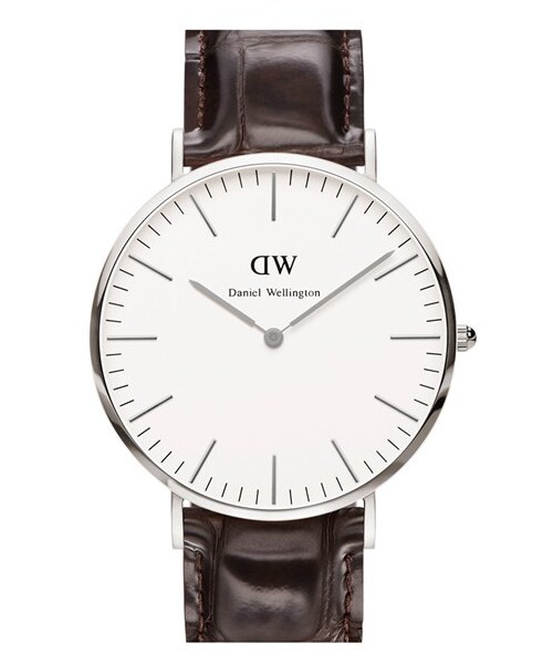 Daniel Wellington（ダニエルウェリントン）の「Daniel Wellington 'Classic York' Leather Strap Watch, 40mm（アナログ腕時計・メンズ・Dark Brown/ Silver）」の3枚目の写真