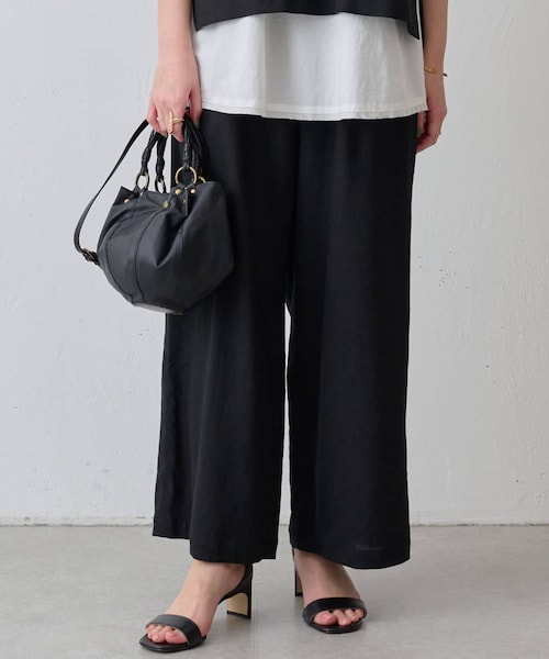 BEARDSLEY（ビアズリー）の「《セットアップ対応》ウエストリブリネンパンツ（パンツ・レディース・ベージュ/カーキ/ブラック・0/1/2）」の2枚目の写真