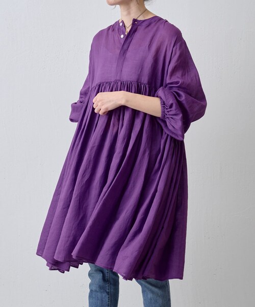 BEARDSLEY（ビアズリー）の「リネンギャザーチュニック（トップス・レディース・ミント/ホワイト/ピンク/パープル・F）」の3枚目の写真