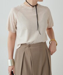 OHGA オーガSHINY ラメニット シルバー グレー 半袖セーター　新品 美品】OHGA オーガSHINY ラメニット シルバー グレー 半袖セーター