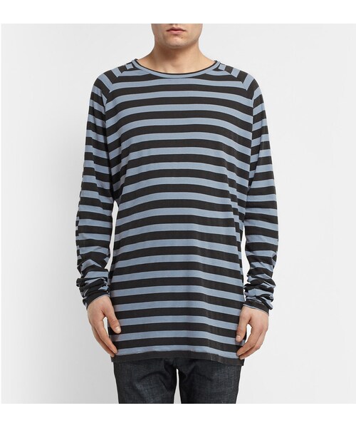 HAIDER ACKERMANN(ハイダーアッカーマン)の「Haider Ackermann Striped Cotton T-Shirt(Tシャツ/カットソー・メンズ・Blue・S/XL/L/M)」の2枚目の写真