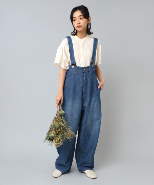 URCH RNA ✣コックさんの綿麻デニムサスペンダーパンツM URCH RNA（アーチ アールエヌエー）の「早トク10倍【6月上旬納期