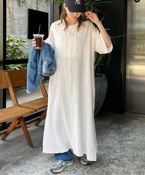 CIAOPANIC TYPY(チャオパニックティピー)の「【スッキリ見え】リネンレーヨンスキッパーワンピース(ワンピース/ドレス・レディース・オレンジ/レッド/ブラウン/ブラック・ONE)」の1枚目の写真