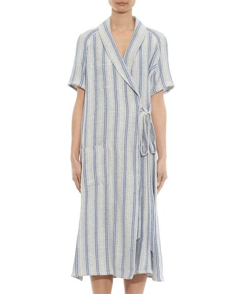 J.W. Anderson Striped cotton and linen-blend wrap dress