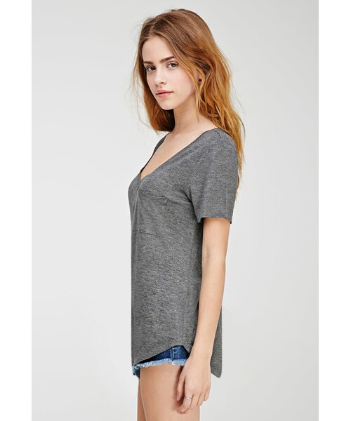 FOREVER 21（フォーエバー トゥエンティーワン）の「FOREVER 21 V-Neck Pocket Tee（Tシャツ/カットソー・レディース・Blue/Charcoal・Large/Medium/Small）」の5枚目の写真