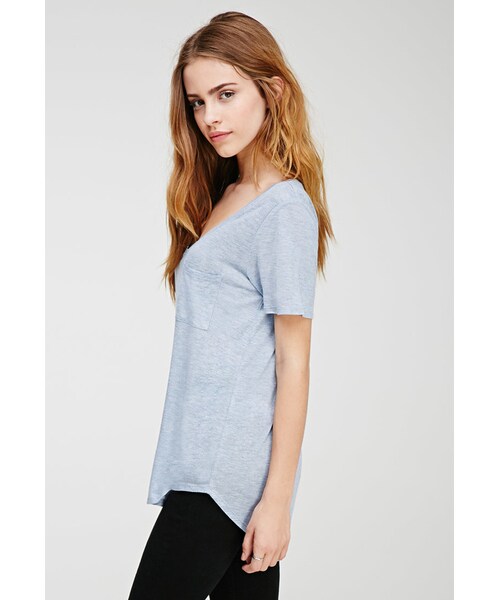 FOREVER 21（フォーエバー トゥエンティーワン）の「FOREVER 21 V-Neck Pocket Tee（Tシャツ/カットソー・レディース・Blue/Charcoal・Large/Medium/Small）」の6枚目の写真