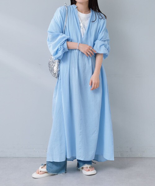 CIAOPANIC TYPY（チャオパニックティピー）の「【セットフェア対象】【パルクロ限定】楊柳カフタンワンピース（ワンピース/ドレス・レディース・オフホワイト/サックスブルー/ブラック・ONE）」の3枚目の写真