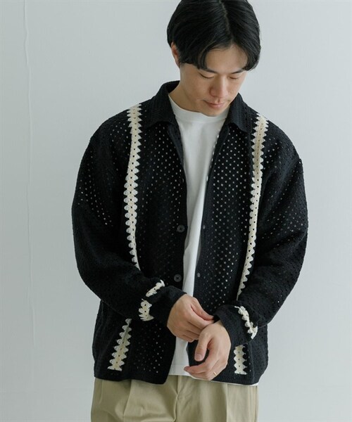 URBAN RESEARCH(アーバンリサーチ)の「URBAN RESEARCH iD 鉤針襯衫(その他・メンズ・黑色/原色・黑色/原色)」の3枚目の写真