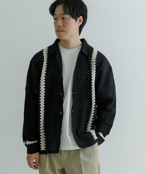 URBAN RESEARCH(アーバンリサーチ)の「URBAN RESEARCH iD 鉤針襯衫(その他・メンズ・黑色/原色・黑色/原色)」の5枚目の写真