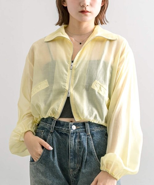 mystic（ミスティック）の「【3色展開】[mline]WZIPシアージャケット（マウンテンパーカー・レディース・アイボリー/イエロー/ピンク・F）」の2枚目の写真