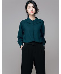 mooncat | 蝴蝶領造型雪紡衫色(トップス)