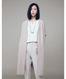 mooncat | 釦式簡約長版外套色(ジャケット/アウター)