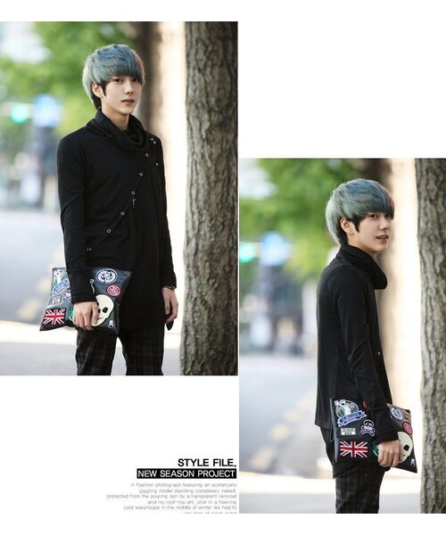 STORES.jp（ストアーズドットジェーピー）の「斜めボタンタートル★モード×スタイリッシュ★【送料無料】（Tシャツ/カットソー・メンズ・その他）」の2枚目の写真