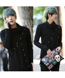 STORES.jp | 斜めボタンタートル★モード×スタイリッシュ★【送料無料】(Tシャツ/カットソー)