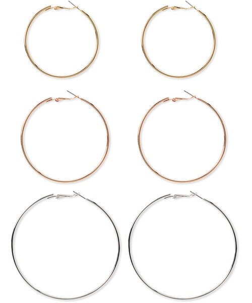 FOREVER 21（フォーエバー トゥエンティーワン）の「FOREVER 21 Hoop Earrings Set（ピアス（両耳用）・レディース・Gold/silver・One size）」の4枚目の写真
