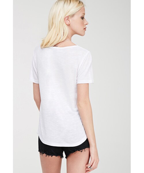 FOREVER 21（フォーエバー トゥエンティーワン）の「FOREVER 21 Slub Knit Pocket Tee（Tシャツ/カットソー・レディース・White/Charcoal/Light blue・Small/Large/Medium）」の10枚目の写真