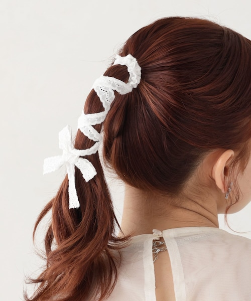 ご確認用になります。ヘアアクセサリー　チュチュなどに　レース調　リボン シュシュ】 リボン ヘアアクセサリー チュールシュシュ 女の子