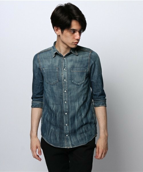 SABLE CLUTCH（セーブルクラッチ）の「WRINKLE EFFECT-デニムシャツ（シャツ/ブラウス・メンズ・インディゴブルー・SMALL/MEDIUM）」の2枚目の写真