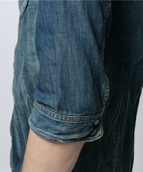 SABLE CLUTCH（セーブルクラッチ）の「WRINKLE EFFECT-デニムシャツ（シャツ/ブラウス・メンズ・インディゴブルー・SMALL/MEDIUM）」の6枚目の写真