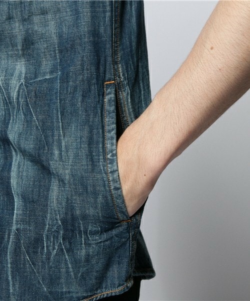 SABLE CLUTCH（セーブルクラッチ）の「WRINKLE EFFECT-デニムシャツ（シャツ/ブラウス・メンズ・インディゴブルー・SMALL/MEDIUM）」の8枚目の写真