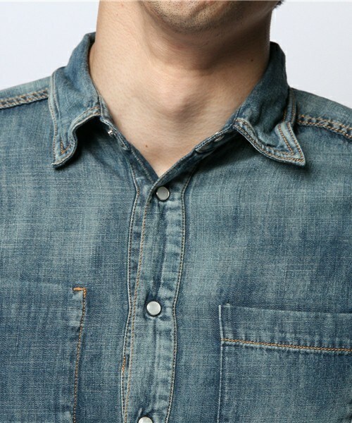 SABLE CLUTCH（セーブルクラッチ）の「WRINKLE EFFECT-デニムシャツ（シャツ/ブラウス・メンズ・インディゴブルー・SMALL/MEDIUM）」の5枚目の写真
