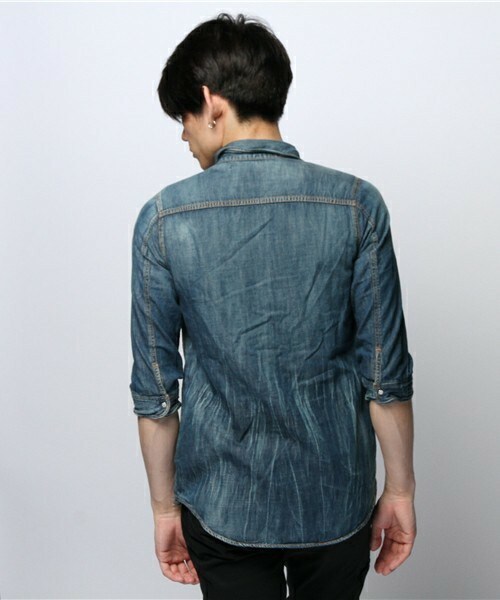 SABLE CLUTCH（セーブルクラッチ）の「WRINKLE EFFECT-デニムシャツ（シャツ/ブラウス・メンズ・インディゴブルー・SMALL/MEDIUM）」の4枚目の写真
