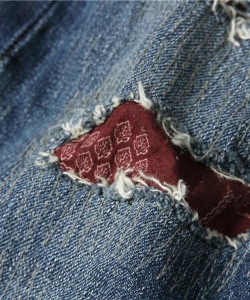 SABLE CLUTCH(セーブルクラッチ)の「バンダナリペア ストレッチ ヴィンテージ ジーンズ-スリム(デニムパンツ・メンズ・インディゴブルー・SMALL/MEDIUM/LARGE)」の12枚目の写真