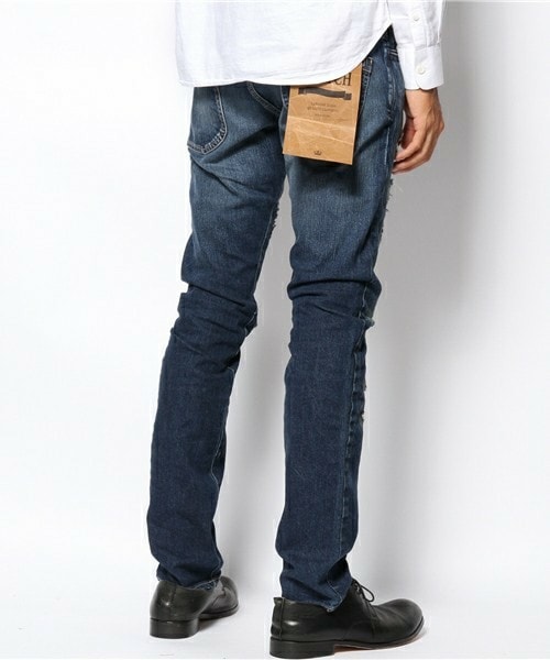 SABLE CLUTCH(セーブルクラッチ)の「バンダナリペア ストレッチ ヴィンテージ ジーンズ-スリム(デニムパンツ・メンズ・インディゴブルー・SMALL/MEDIUM/LARGE)」の3枚目の写真